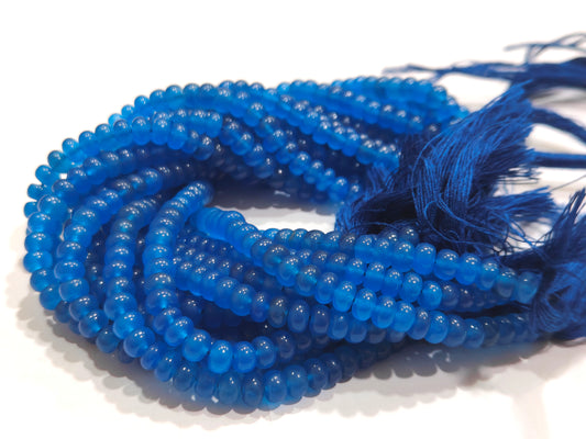 Royal Blue Quartz Rondelle Plain Smooth 6mm & 8mm Gemstone Beads Sold Per Strand 8 Inches Long
