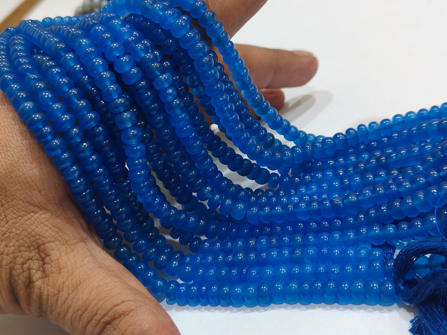 Royal Blue Quartz Rondelle Plain Smooth 6mm & 8mm Gemstone Beads Sold Per Strand 8 Inches Long