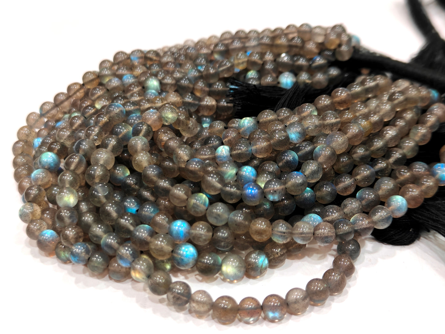 Natural Labradorite Round Smooth Plain 5mm Beads Sold Per Strand 8 Inches Long