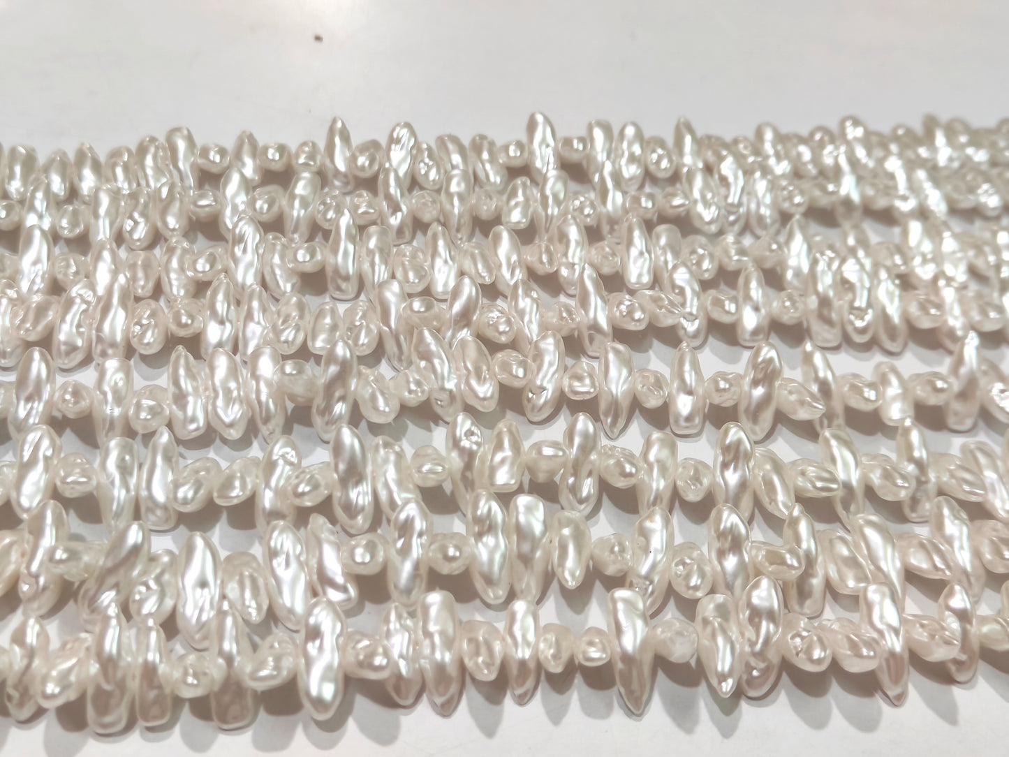 White Biwa Pearl Beads Fancy Shape size 6*17mm sold per strand 15 Inches