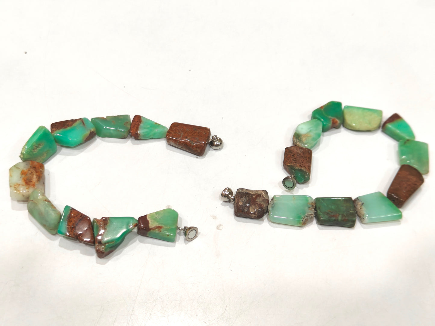Natural Chrysoprase Nugget Tumbled 6mm To 9mm Beads Bracelet With Magnetic Clasp