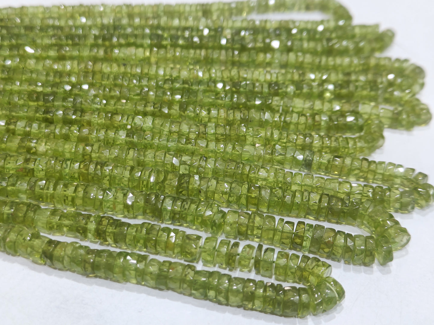 Natural Peridot Rondelle Faceted 5-6mmTyre Shape Beads sold per Strand 8 inches long