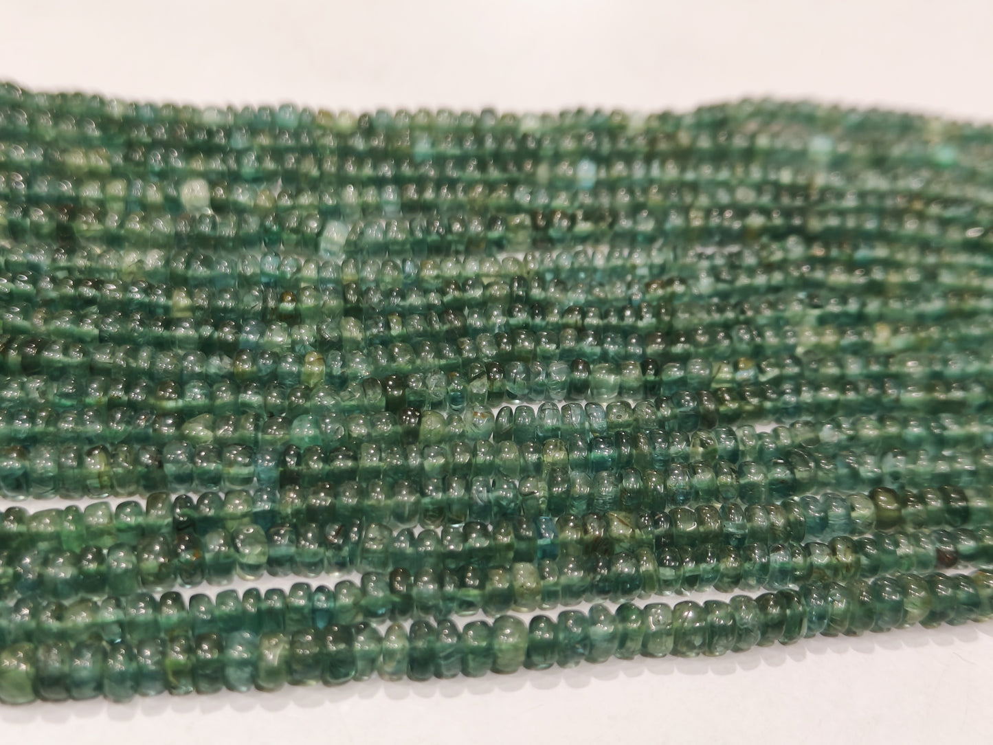Natural Green Apatite Rondelle Smooth 3 to 5mm Graduated Beads Sold Per Strand 8 Inches Long