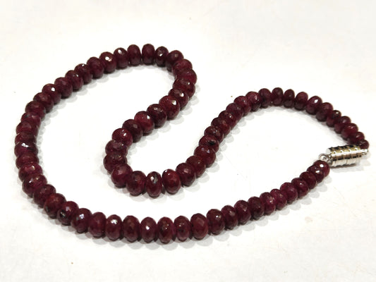 Natural Ruby Corundum Rondelle Faceted 7 t0 9 mm Beads Necklace
