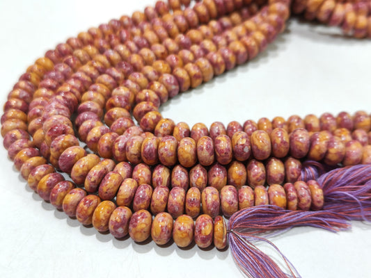 Natural Pink Orange Copper Turquoise Gemstone Rondelle Plain Smooth 8mm Beads Sold per Strand 8 Inches Long