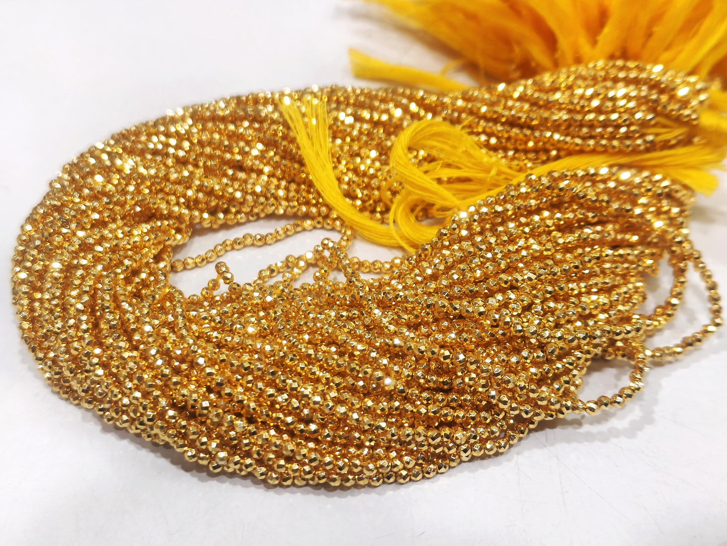 Natural Golden Pyrite Rondelle 2mm Faceted Beads Sold Per Strand 12 Inches Long