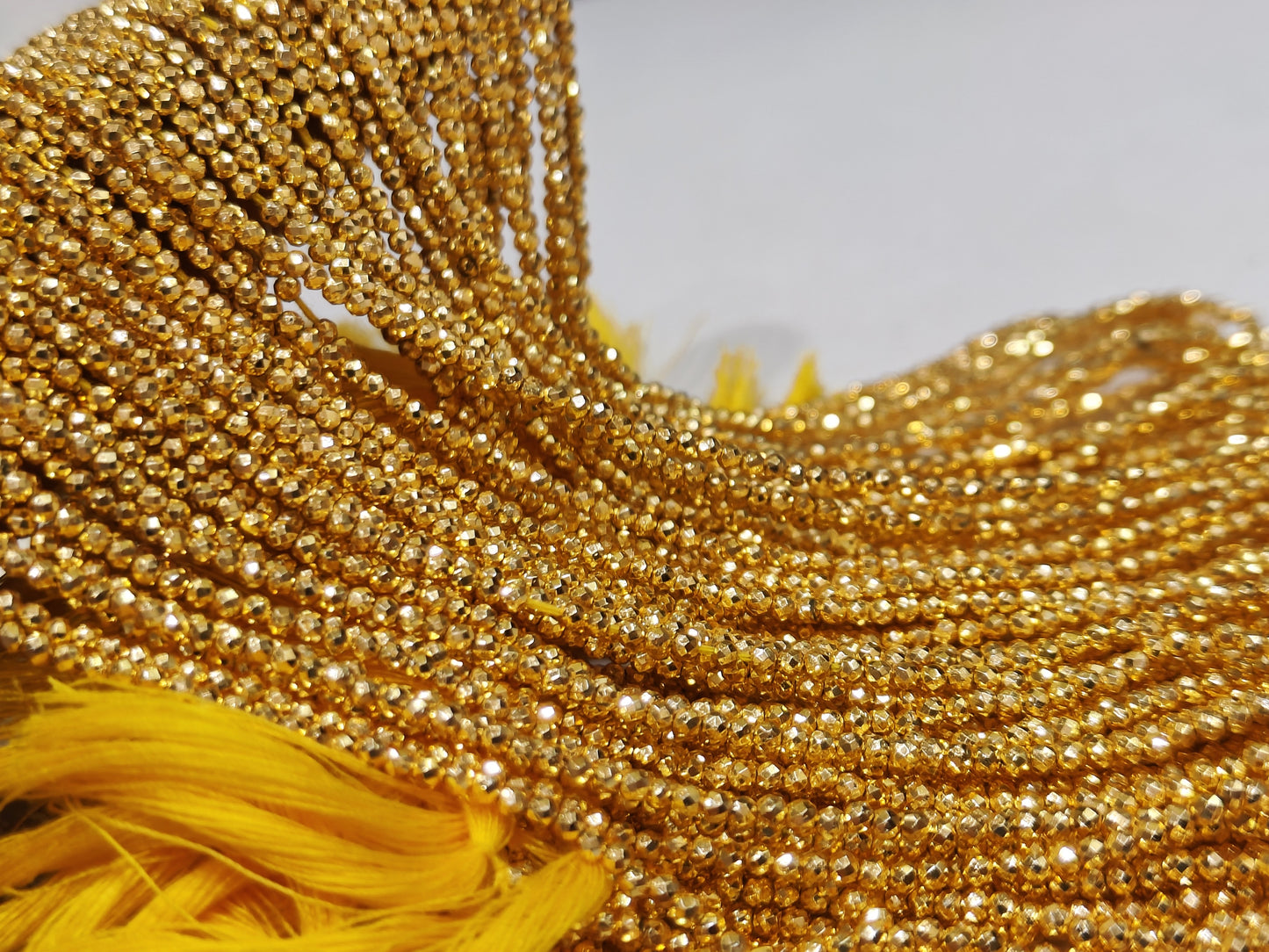 Natural Golden Pyrite Rondelle 2mm Faceted Beads Sold Per Strand 12 Inches Long