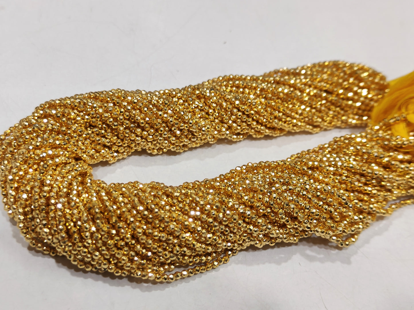 Natural Golden Pyrite Rondelle 2mm Faceted Beads Sold Per Strand 12 Inches Long