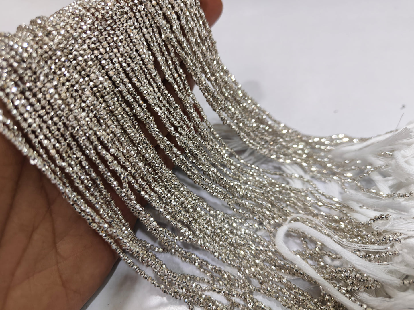 Natural Silver Pyrite Rondelle Faceted 2mm Beads Sold Per Strand 12 Inches Long