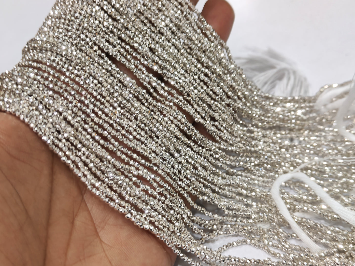 Natural Silver Pyrite Rondelle Faceted 2mm Beads Sold Per Strand 12 Inches Long