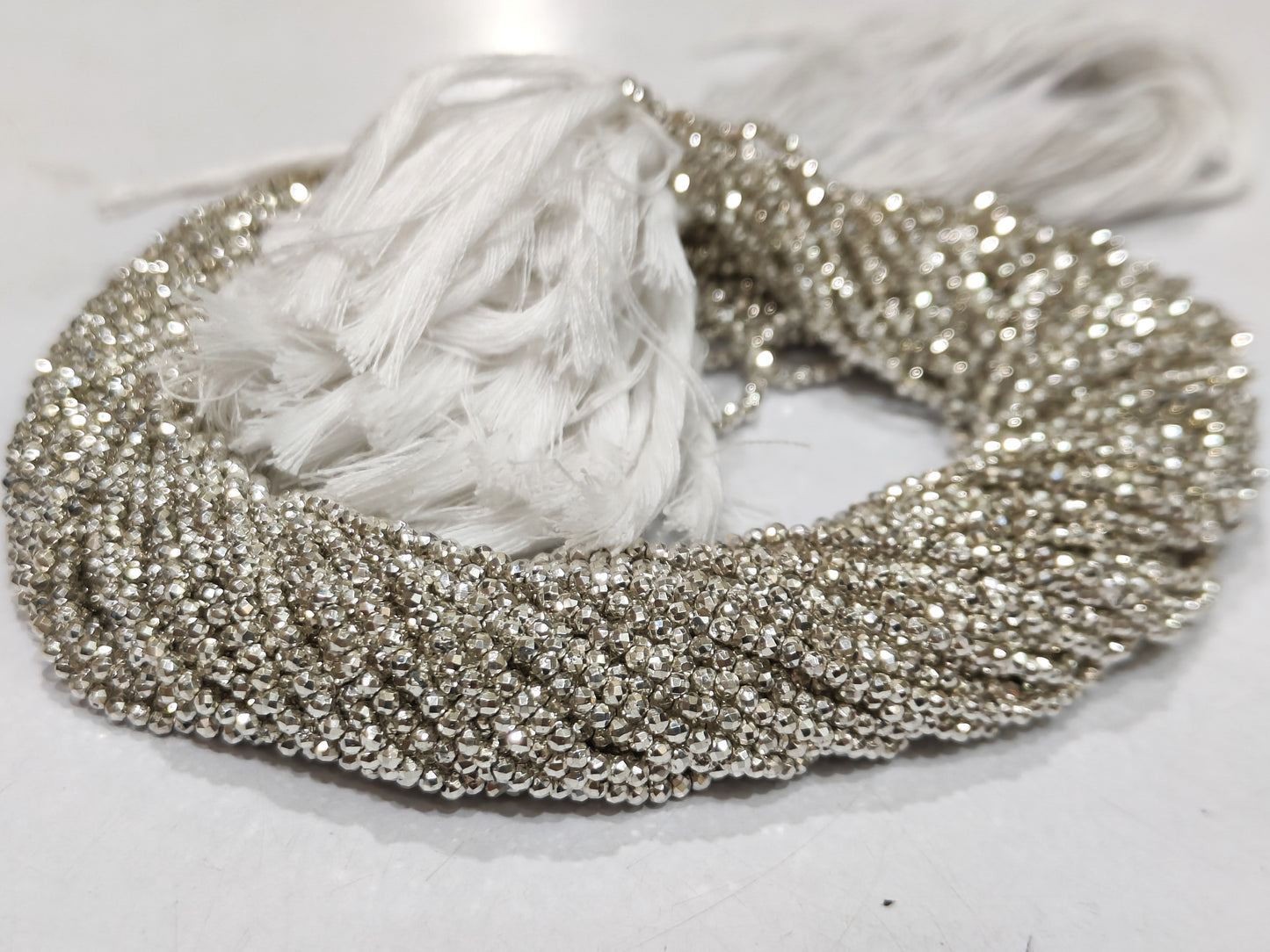 Natural Silver Pyrite Rondelle Faceted 2mm Beads Sold Per Strand 12 Inches Long