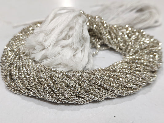 Natural Silver Pyrite Rondelle Faceted 2mm Beads Sold Per Strand 12 Inches Long