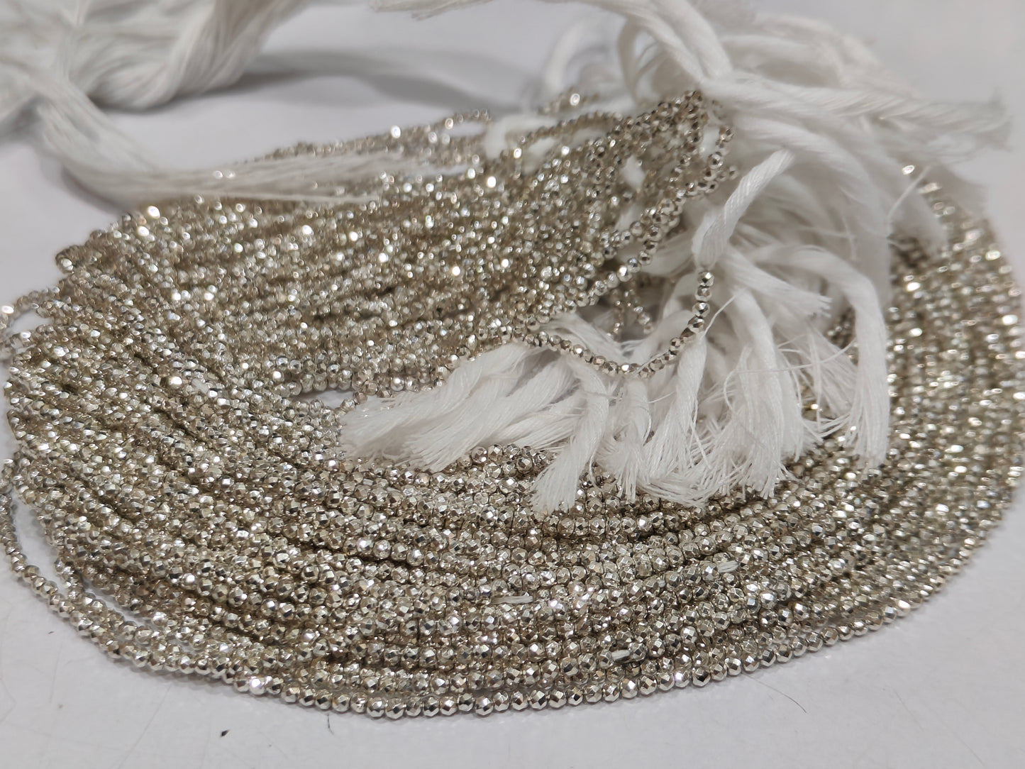 Natural Silver Pyrite Rondelle Faceted 2mm Beads Sold Per Strand 12 Inches Long