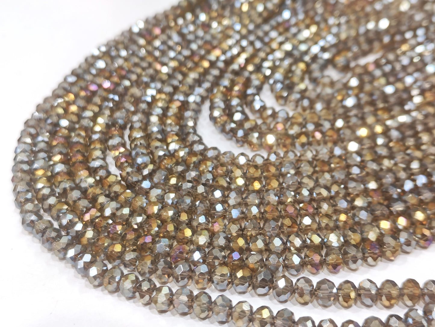 Smoky Quartz Hydro Quartz AB Mystic Coated Rondelle Faceted 6mm Beads Strand 15 inches.