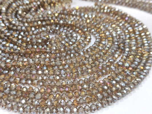 Smoky Quartz Hydro Quartz AB Mystic Coated Rondelle Faceted 6mm Beads Strand 15 inches.