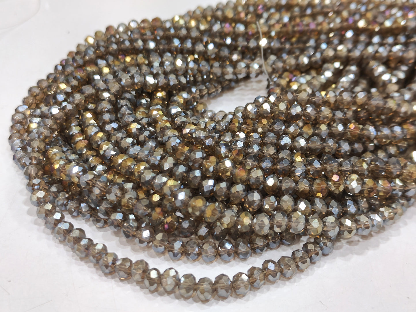 Smoky Quartz Hydro Quartz AB Mystic Coated Rondelle Faceted 6mm Beads Strand 15 inches.