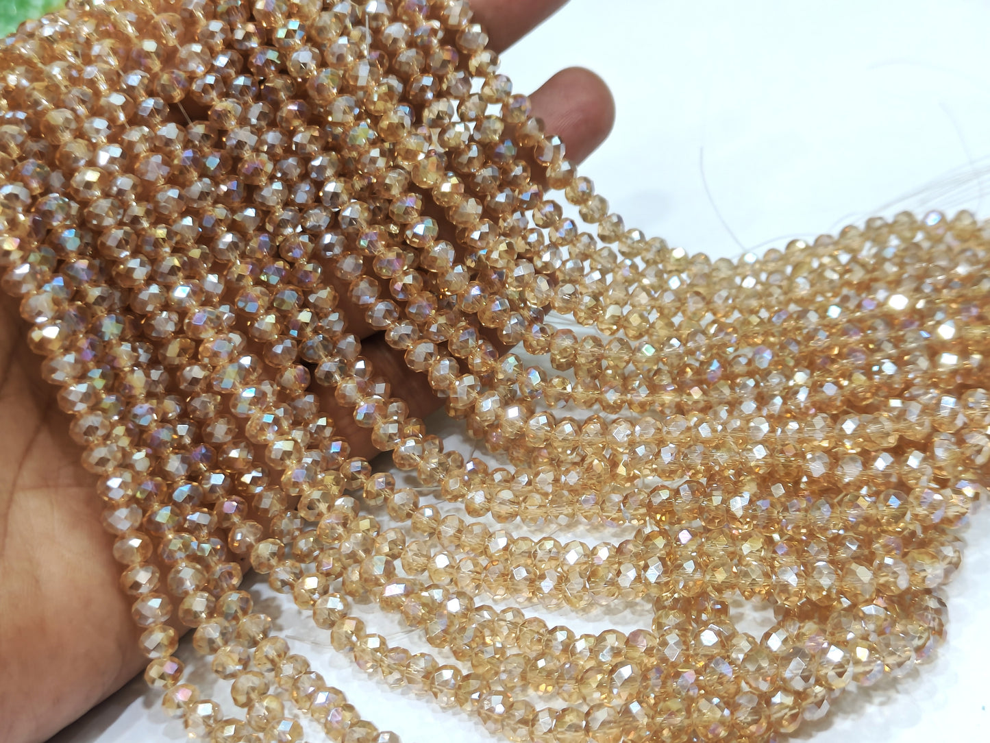 Peach Moonstone Hydro Quartz AB Mystic Coated Rondelle Faceted 6mm Beads Strand 15 inches