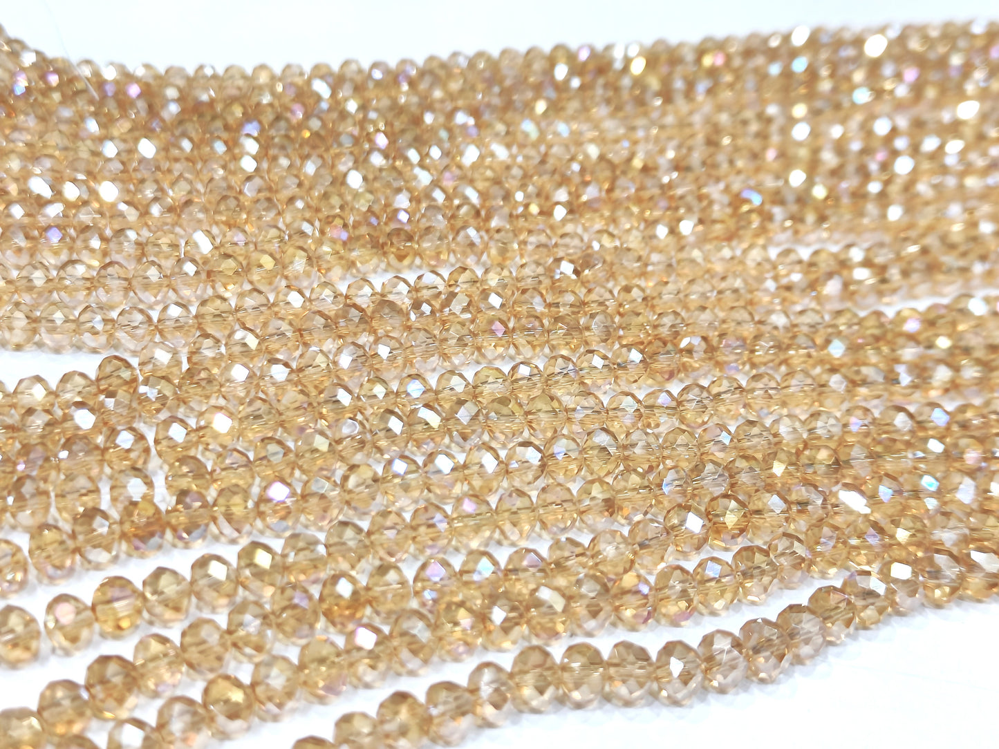Peach Moonstone Hydro Quartz AB Mystic Coated Rondelle Faceted 6mm Beads Strand 15 inches