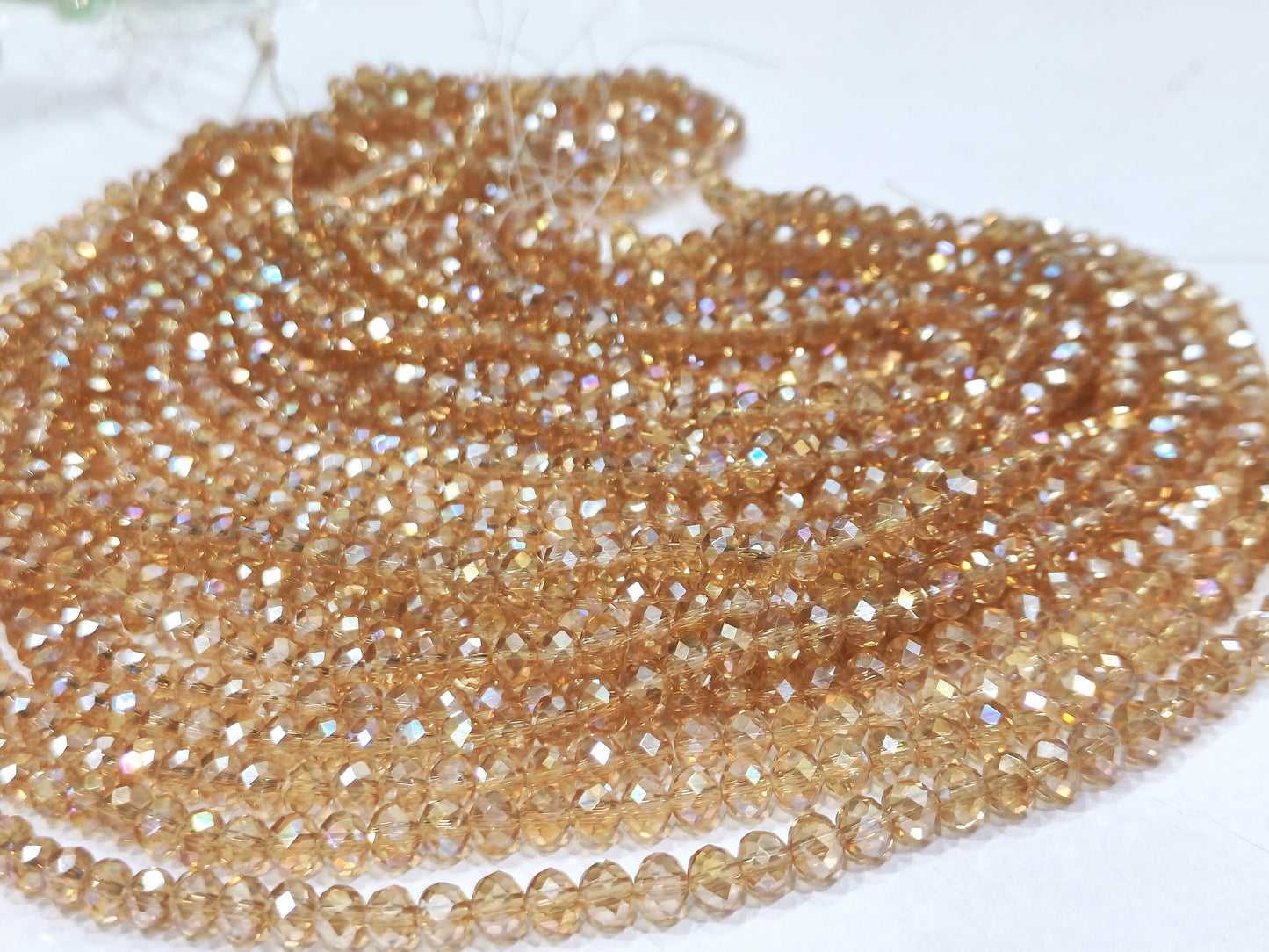 Peach Moonstone Hydro Quartz AB Mystic Coated Rondelle Faceted 6mm Beads Strand 15 inches