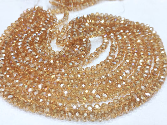 Peach Moonstone Hydro Quartz AB Mystic Coated Rondelle Faceted 6mm Beads Strand 15 inches