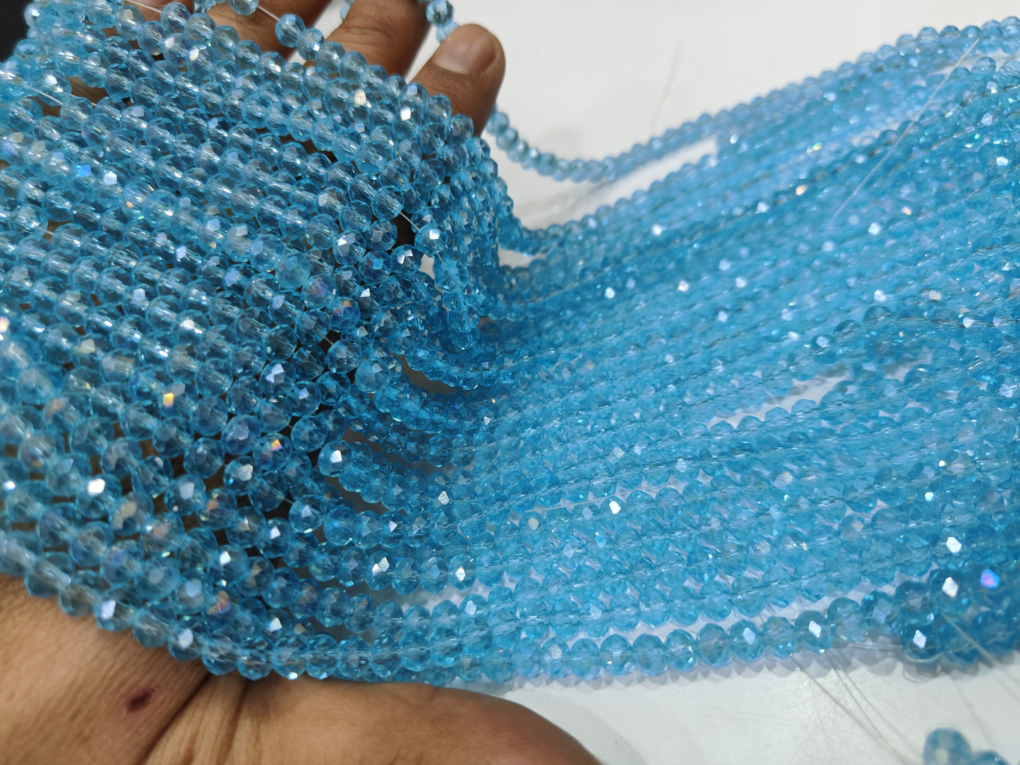 Blue Topaz Hydro Quartz AB Mystic Coated Rondelle Faceted 6mm Beads Strand 15 inches