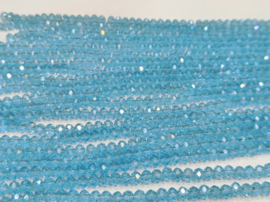 Blue Topaz Hydro Quartz AB Mystic Coated Rondelle Faceted 6mm Beads Strand 15 inches