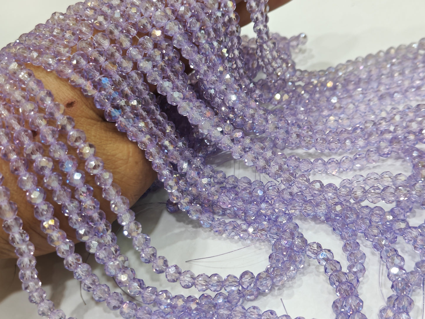 Lavender Hydro Quartz AB Mystic Coated Rondelle Faceted 6mm Beads Strand 15 inches