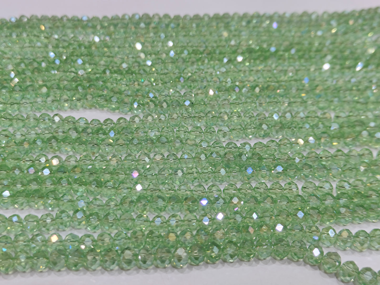 Prehnite Hydro Quartz AB Mystic Coated Rondelle Faceted 6mm Beads Strand 15 inches