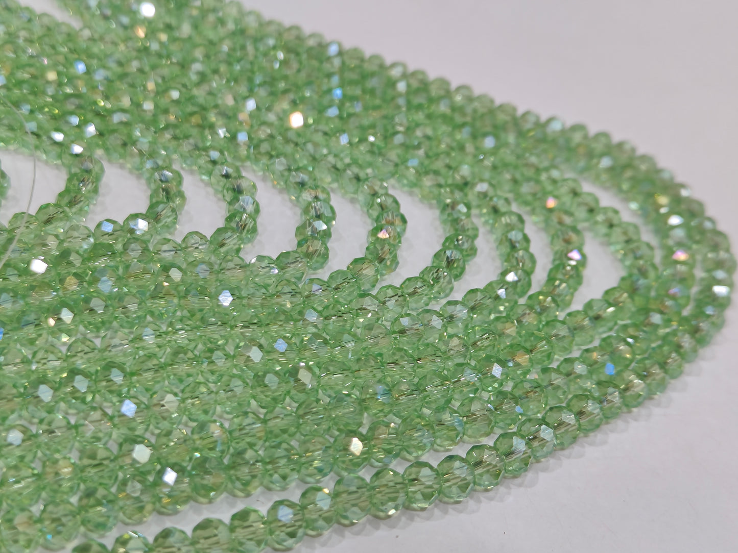 Prehnite Hydro Quartz AB Mystic Coated Rondelle Faceted 6mm Beads Strand 15 inches