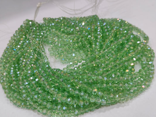 Prehnite Hydro Quartz AB Mystic Coated Rondelle Faceted 6mm Beads Strand 15 inches