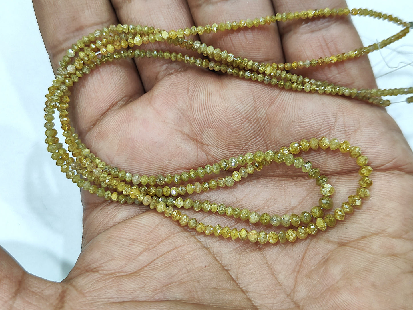 Natural Yellow Diamond Rondelle Faceted Beads Certified Diamond beads Size 1.5mm to 3mm CHOOSE LENGTH