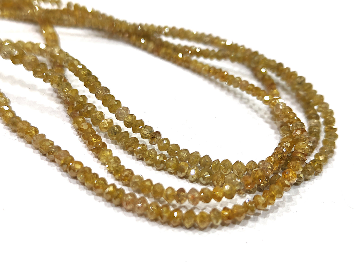 Natural Yellow Diamond Rondelle Faceted Beads Certified Diamond beads Size 1.5mm to 3mm CHOOSE LENGTH