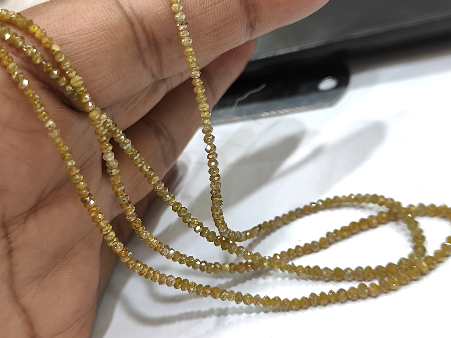 Natural Yellow Diamond Rondelle Faceted Beads Certified Diamond beads Size 1.5mm to 3mm CHOOSE LENGTH