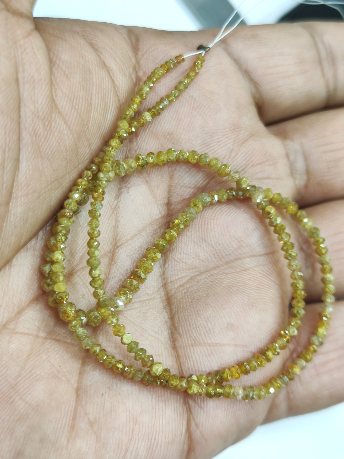 Natural Yellow Diamond Rondelle Faceted Beads Certified Diamond beads Size 1.5mm to 3mm CHOOSE LENGTH