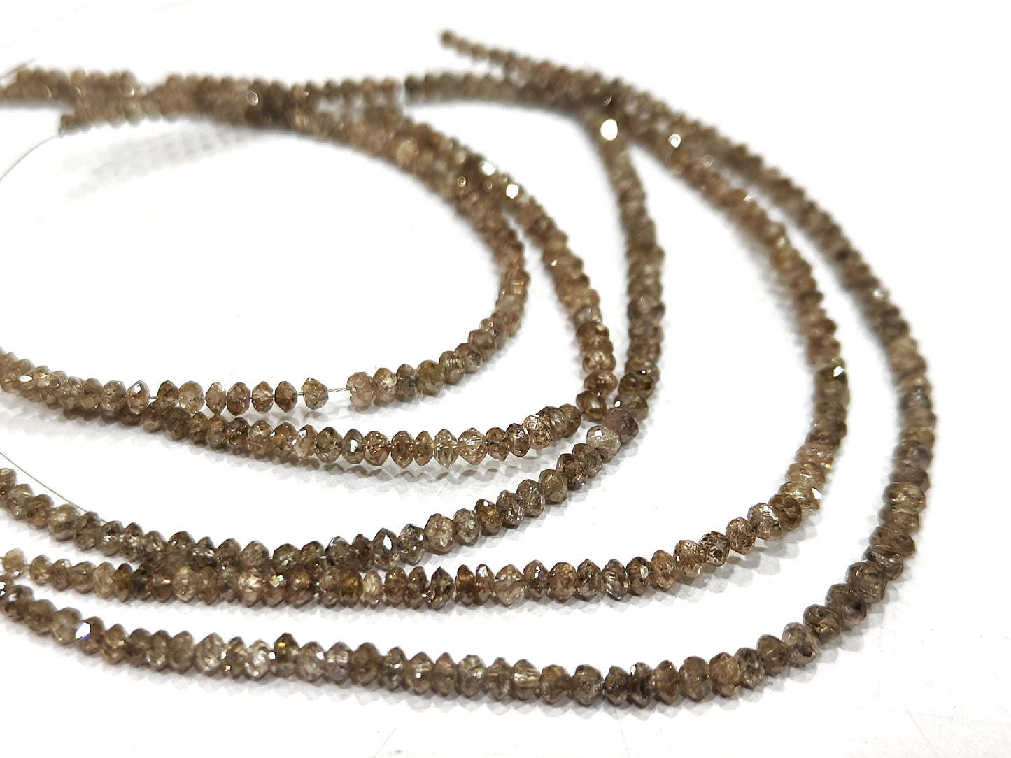 Natural Brown Diamond Rondelle Faceted Beads Certified Diamond beads Size 1.5mm to 2.5mm CHOOSE LENGTH