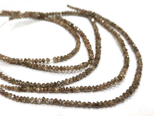 Natural Brown Diamond Rondelle Faceted Beads Certified Diamond beads Size 1.5mm to 2.5mm CHOOSE LENGTH