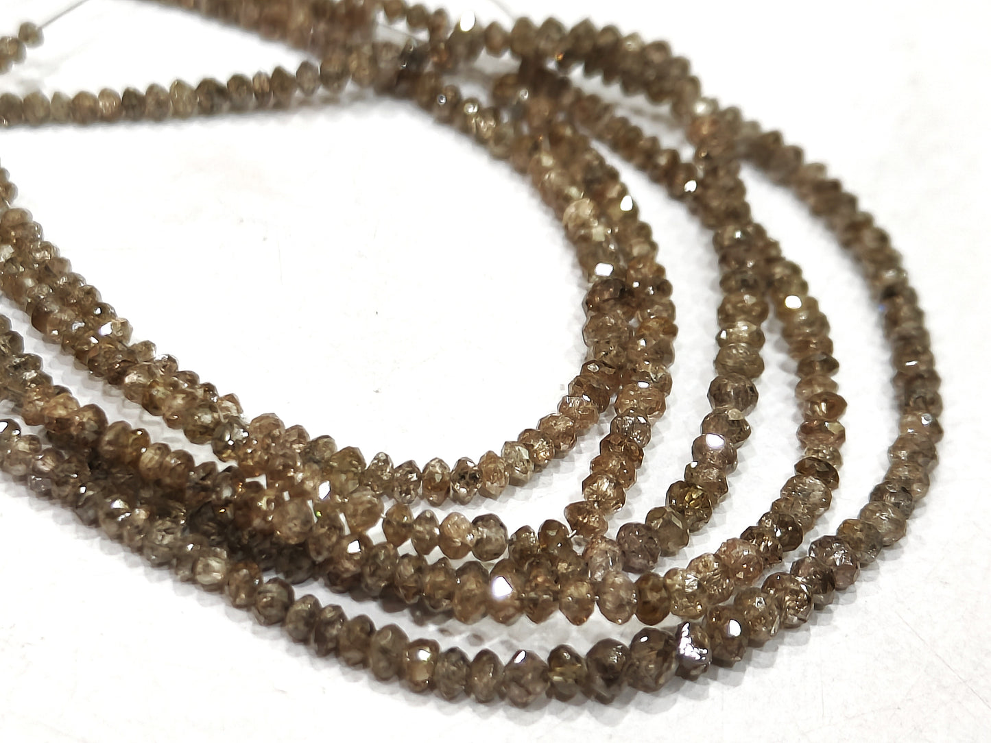 Natural Brown Diamond Rondelle Faceted Beads Certified Diamond beads Size 1.5mm to 2.5mm CHOOSE LENGTH