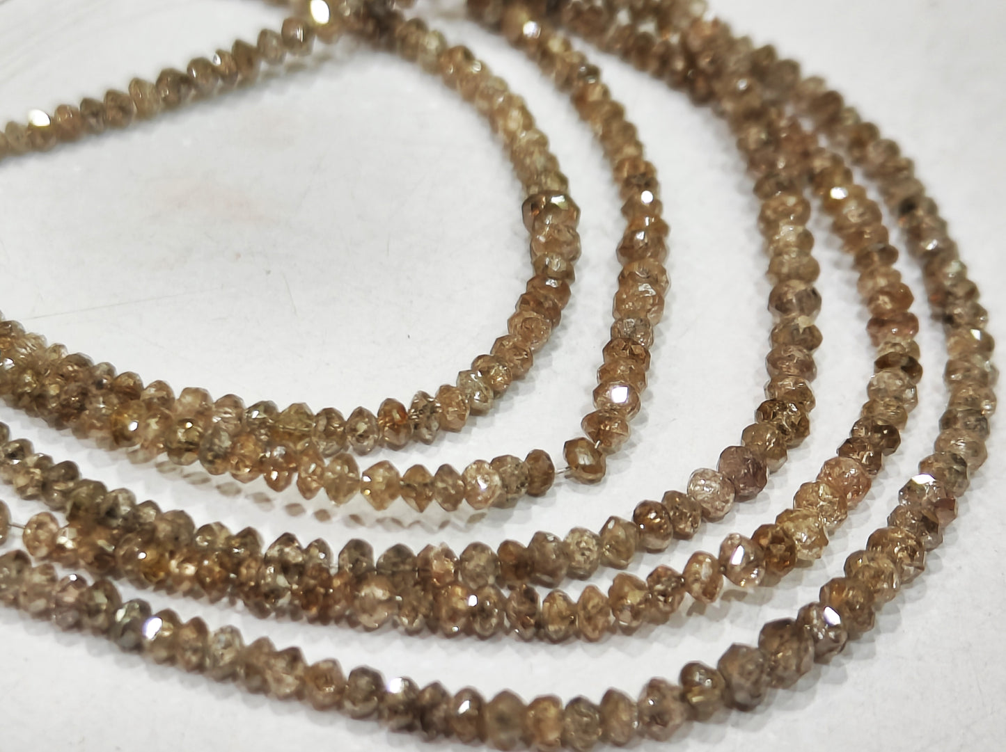 Natural Brown Diamond Rondelle Faceted Beads Certified Diamond beads Size 1.5mm to 2.5mm CHOOSE LENGTH