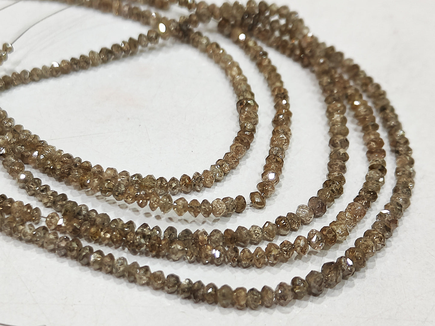 Natural Brown Diamond Rondelle Faceted Beads Certified Diamond beads Size 1.5mm to 2.5mm CHOOSE LENGTH
