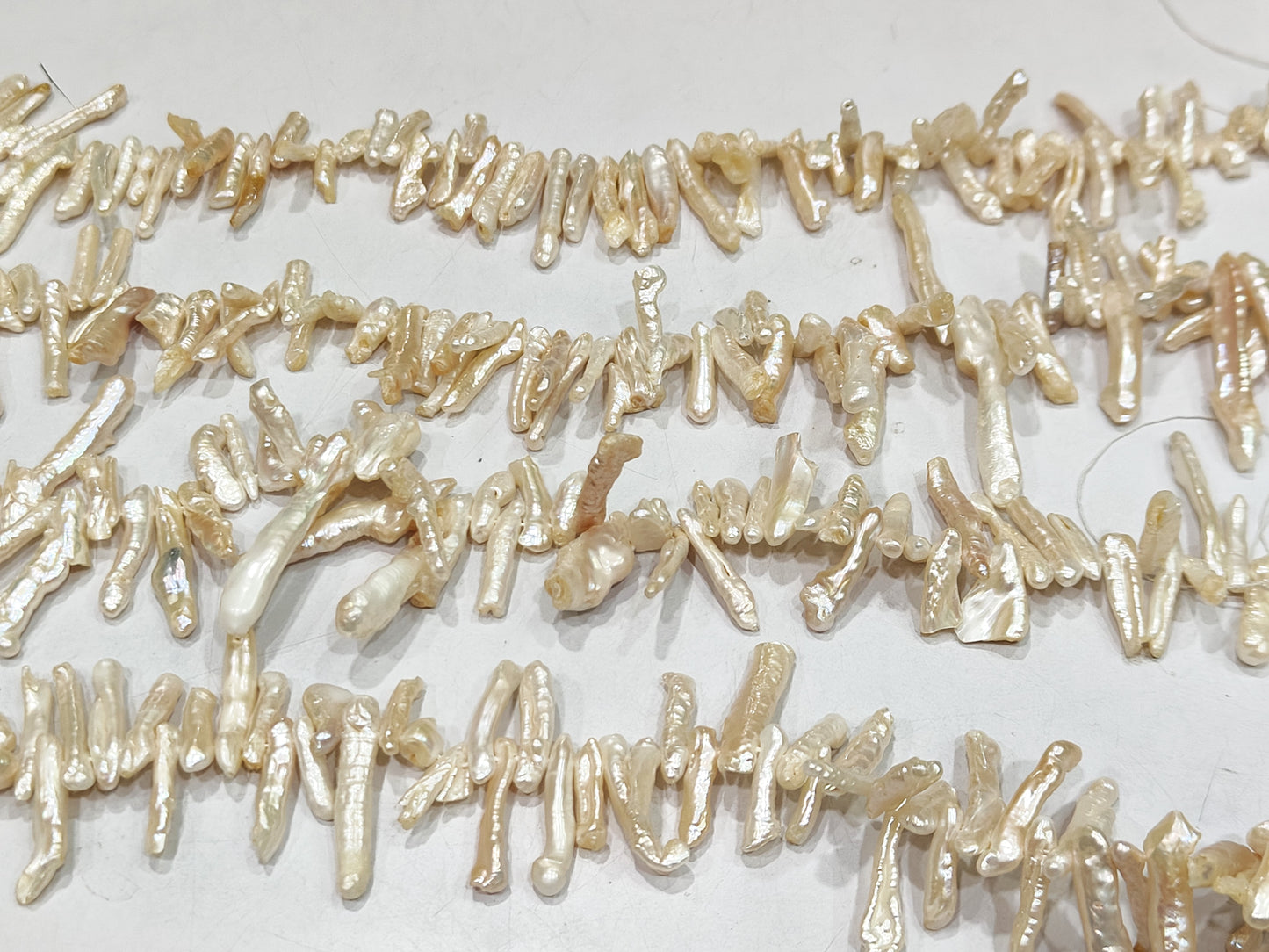 Natural Pearl Pencil Finger Shape 15 to 45mm Beads Sold per strand 16 inches