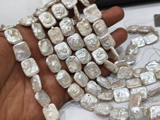 Natural Pearl Cushion Square Shape 15-16mm Beads Sold per strand 15 inches