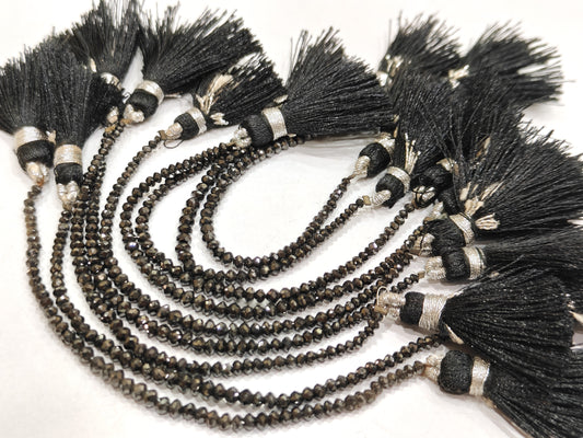 Natural Black Diamond Rondelle Faceted Beads Certified Diamond beads Strand 4 inches