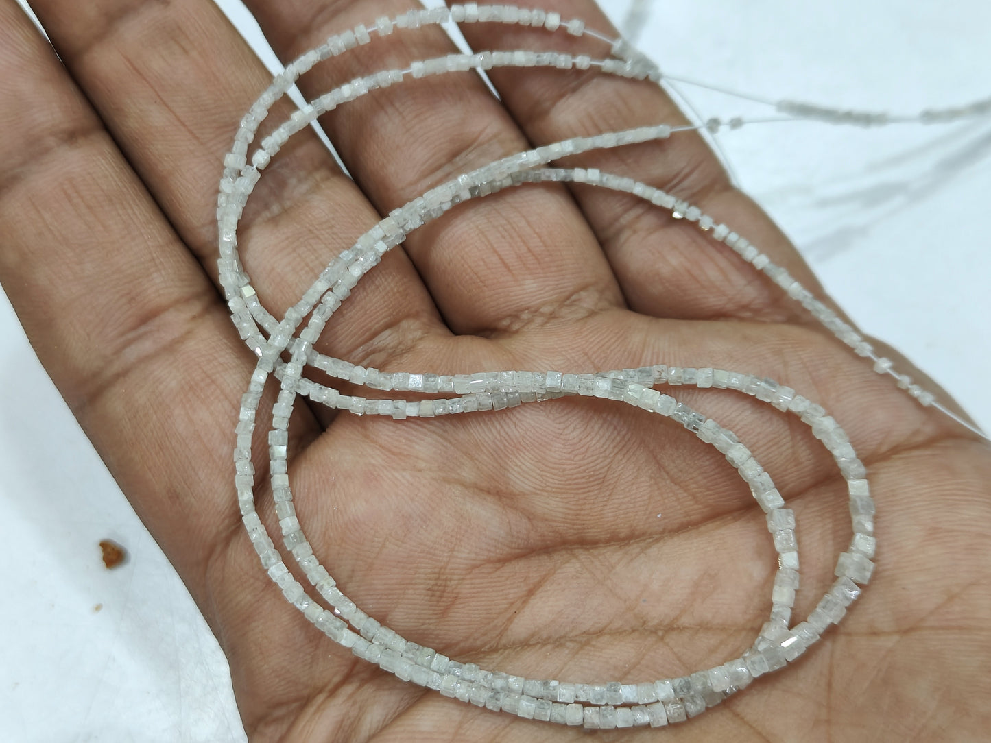Natural Milky Ice Grey Diamond Cube Box Faceted Beads Certified Diamond beads Size 1.5mm to 2mm CHOOSE LENGTH