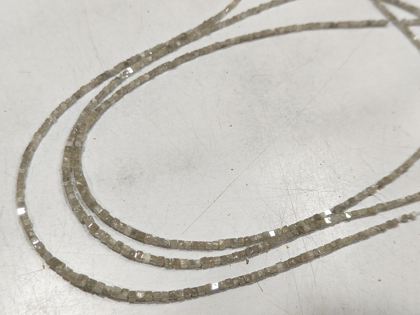 Natural Milky Ice Grey Diamond Cube Box Faceted Beads Certified Diamond beads Size 1.5mm to 2mm CHOOSE LENGTH