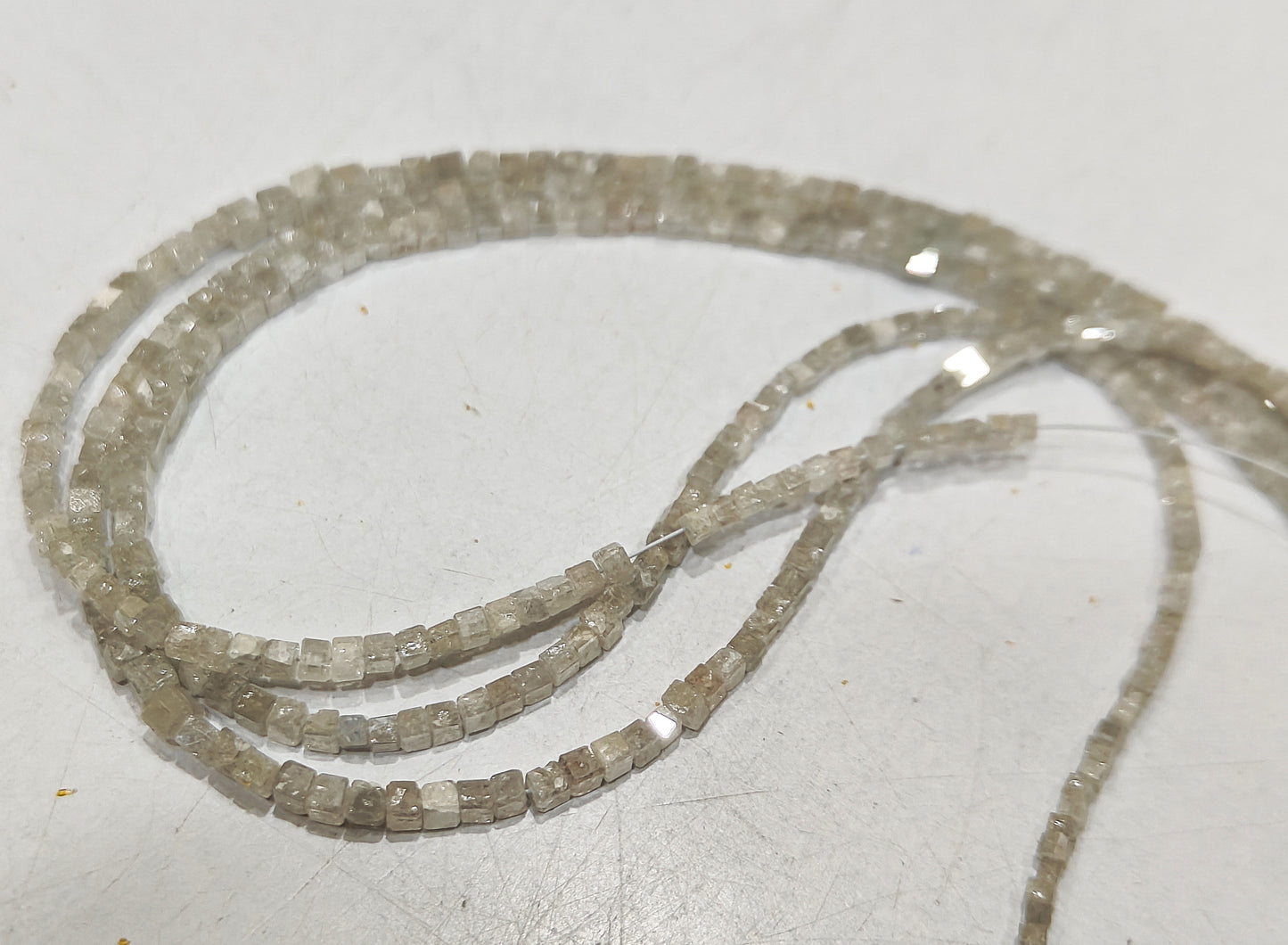 Natural Milky Ice Grey Diamond Cube Box Faceted Beads Certified Diamond beads Size 1.5mm to 2mm CHOOSE LENGTH