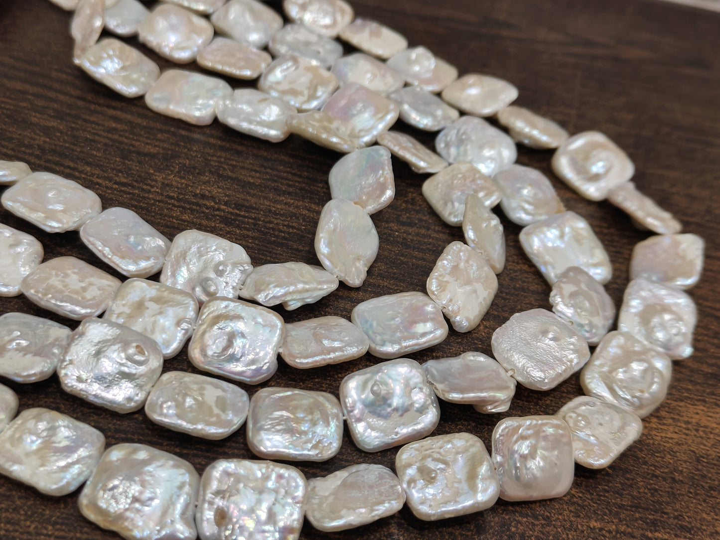 Natural Pearl Cushion Square Shape 15-16mm Beads Sold per strand 15 inches