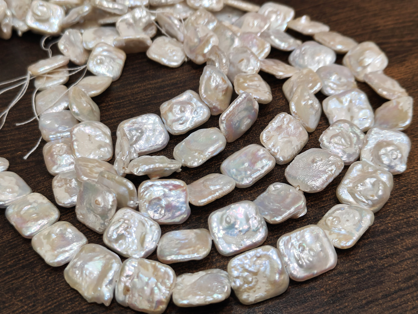 Natural Pearl Cushion Square Shape 15-16mm Beads Sold per strand 15 inches