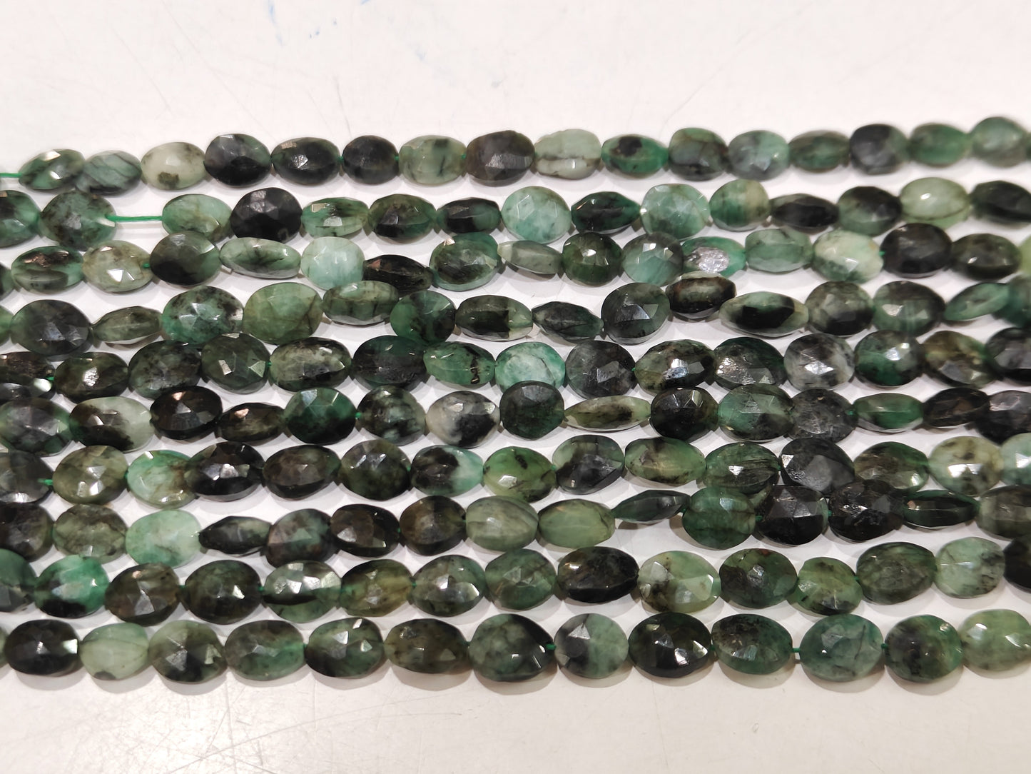 Natural Emerald Oval Faceted Briolette 8-9mm Beads Mani Shape Gemstone Beads sold per Strand 12 Inches Long