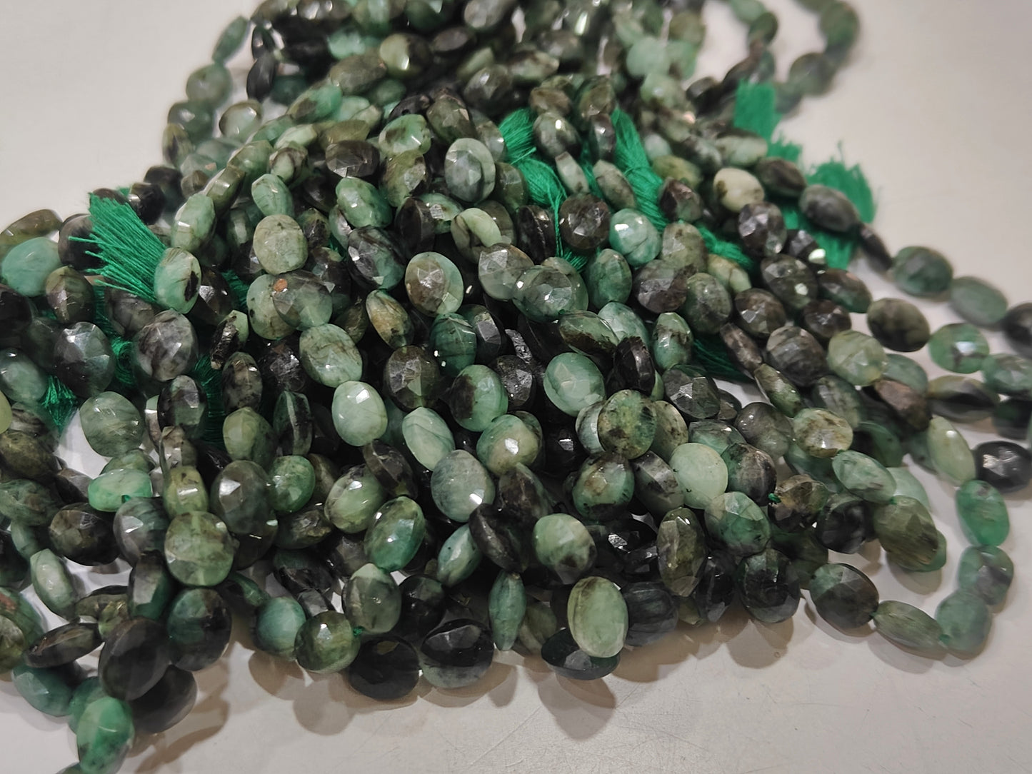 Natural Emerald Oval Faceted Briolette 8-9mm Beads Mani Shape Gemstone Beads sold per Strand 12 Inches Long