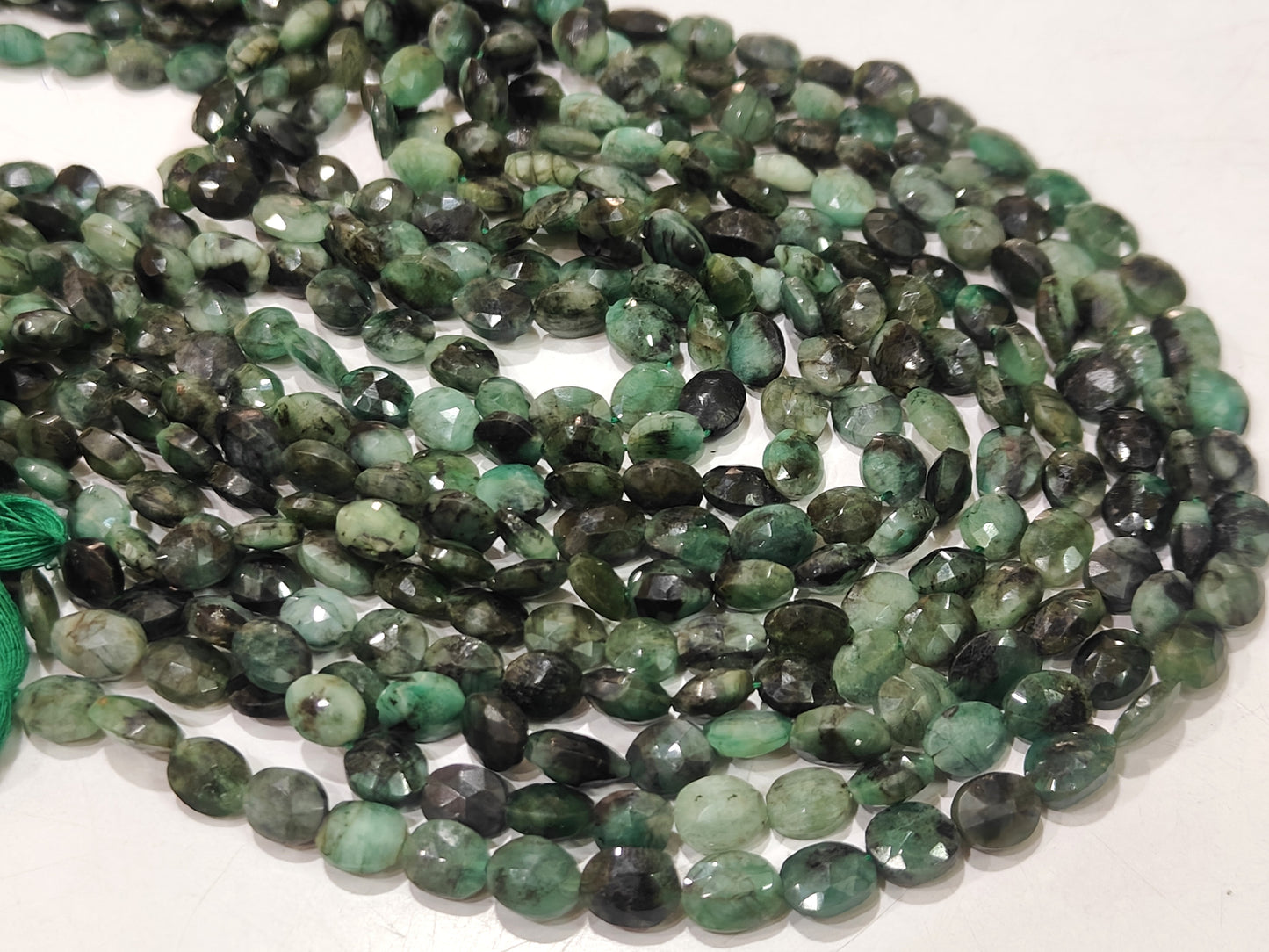 Natural Emerald Oval Faceted Briolette 8-9mm Beads Mani Shape Gemstone Beads sold per Strand 12 Inches Long